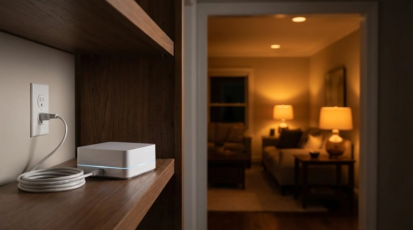 Lutron Caséta Smart Hub in a smart home setting